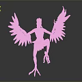 Detailed Golden Mythical Humanoid Sculpture With Outstretched Wings And Claws