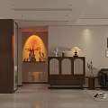 Warm Retro Modern Living And Dining Space With Solid Wood Furniture And Gentle Ambient Lighting