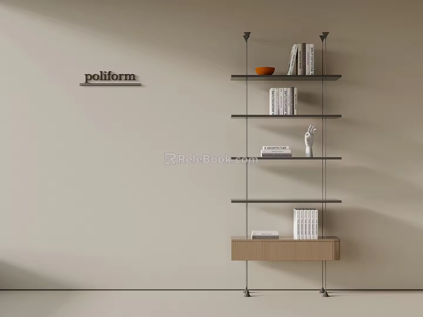 Modern Bookshelf Storage Rack 3d model