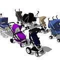 Various Colorful Baby Strollers with Different Designs and Wheel Styles