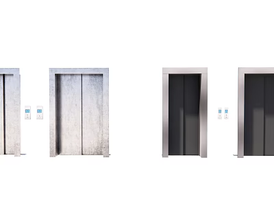 Modern Elevator Door Designs With Metallic And Dark Finishes And Control Panels 3d model