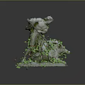 Ancient Style Stone Sculpture Depicting Man With Staff And Animal