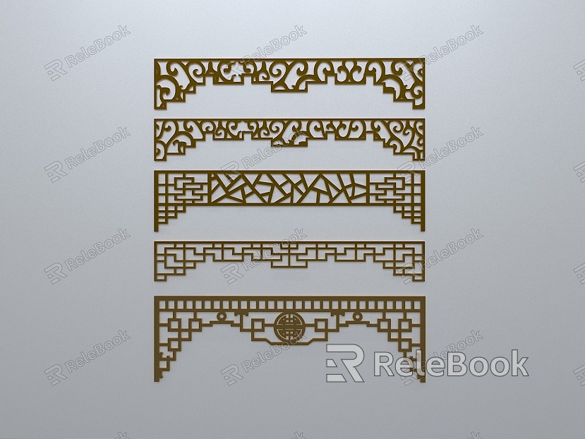 Chinese-style window grilles silhouette pane window sill border openwork window model