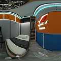 Modern Workspace Interior With Computer Desk LED Lights Chair And Decorative Elements 3d model