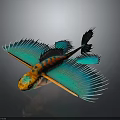 Colorful Fish with Wing Like Fins Vibrant Orange Blue and Red Patterns