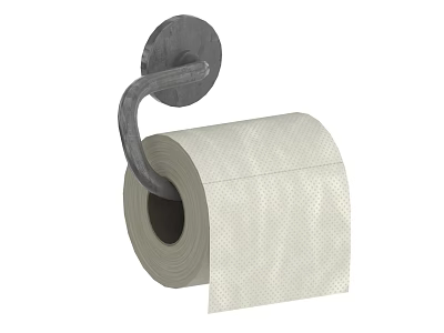 Stainless Steel Wall Mounted Toilet Paper Holder With White Textured Roll 3d model