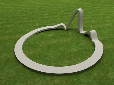 Outdoor Decorative White Curved Circular Garden Ornament On Green Lawn 3d model