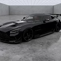 Black Sports Car With Wide Body Kit Rear Spoiler And Alloy Wheels