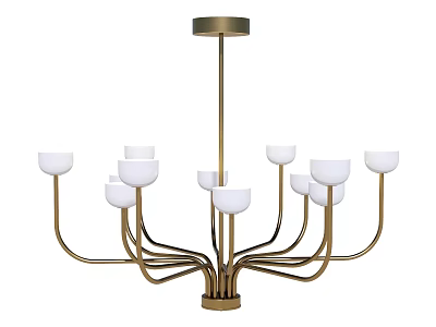Modern Gold Chandelier With White Shades And Metal Frame For Home Interior Design 3d model