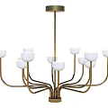 Modern Gold Chandelier With White Shades And Metal Frame For Home Interior Design