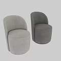 Modern Beige Fabric Single Chair with Curved Backrest and Round Base