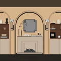 Middle-ancient style sofa wall arc cabinet 3d model