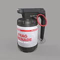 Military Frag Grenade With Black Handle Red Pin Gray Body And White Label Red Text