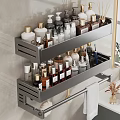 Wall Mounted Two Tier Metal Bathroom Shelf Organizing Toiletries Skincare Products And Towels