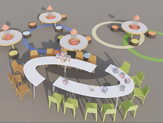 Modern Children's Tables and Chairs 3d model