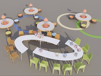 Modern Children's Tables and Chairs 3d model