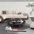 Modern Sofa Coffee Table Combination Leisure Chair Carpet Corner Sofa 3d model
