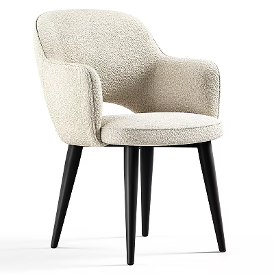 Modern Beige Plush Leisure Chair With Armrests And Black Slim Legs Design 3d model