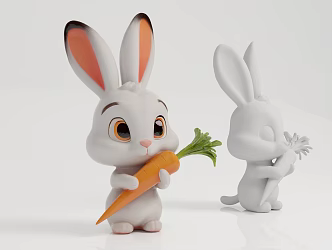Rabbit Animal Cartoon Image Q Edition US Chen IP Cartoon Game Hand-held Ornaments Punch in to Decorate Poultry Scene Atmosphere 3d model