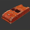 Old Red Vintage Toy Car With Peeling Paint On Its Surface