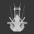 Cosmic Aerospace Spherical Spacecraft Component With Orange Stripes Central Circular Design And Mechanical Antennas