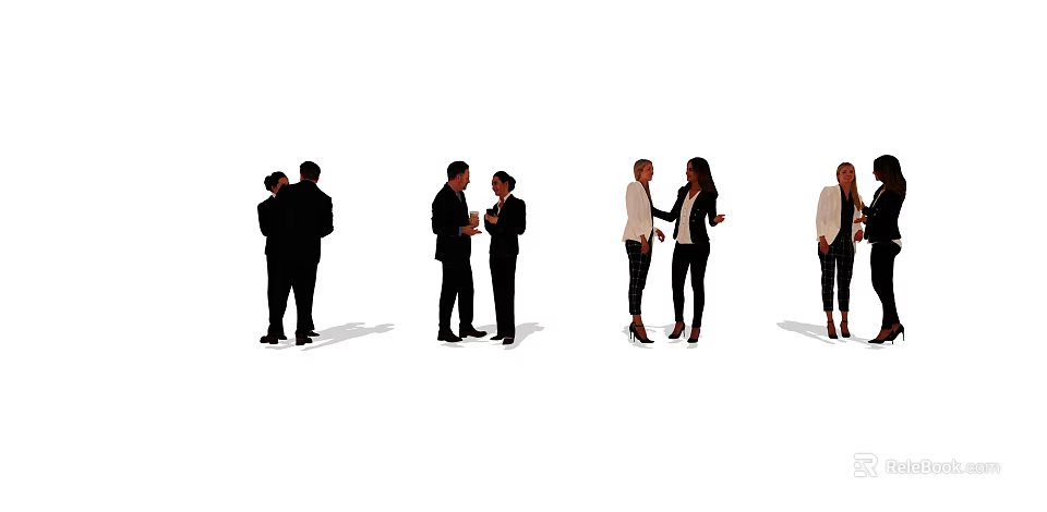 Business People Interacting In Different Professional Scenarios 3d model 