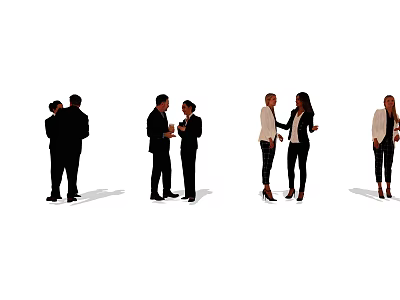 Business People Interacting In Different Professional Scenarios 3d model