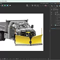 Heavy Duty Dump Truck Equipped With Yellow Snow Plow Clearing Snowy Urban Street