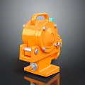 Orange Industrial Safety Switch Mechanical Device With Handle And Stable Base 3d model