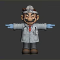 Doctor Mario Character Figurine In White Coat With Stethoscope Red Tie And Blue Gloves