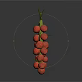 Vibrant Fresh Red Fruit Cluster With Green Leaves On White Background