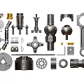 Assorted Mechanical Parts Collection Including Gears Shafts Bearings Flanges And Bolts