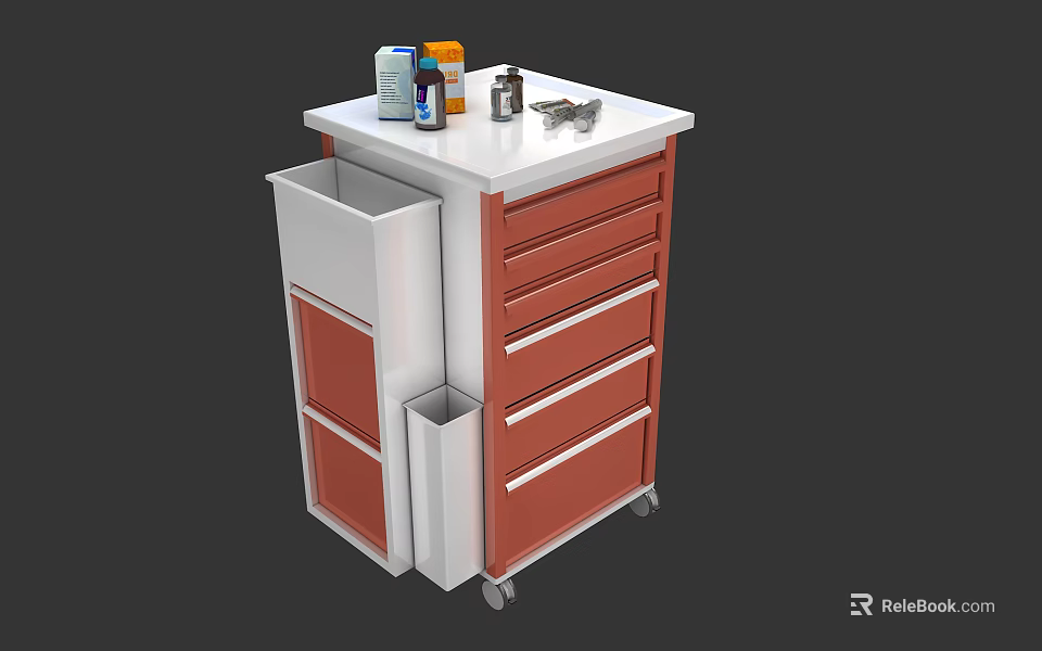 Commercial Utility Cart With Multiple Drawers Wheels And Storage Supplies 3d model 
