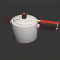Stainless Steel Household Saucepan With Silver Body Red Handle And Secure Lid