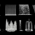 Various Water Fountain Designs With Different Spray Patterns And Shapes 3d model