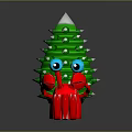 Red Crab With Green Christmas Tree Structure On Back Blue Eyes And White Spiked Top