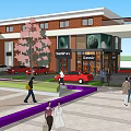 Modern Office Building Simple Multi-storey Office Building Fold Plate Horizontal Line 3d model