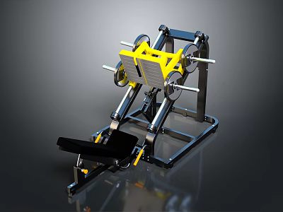 Fitness Leg Press Machine With Yellow Black Frame And Weight Plates 3d model