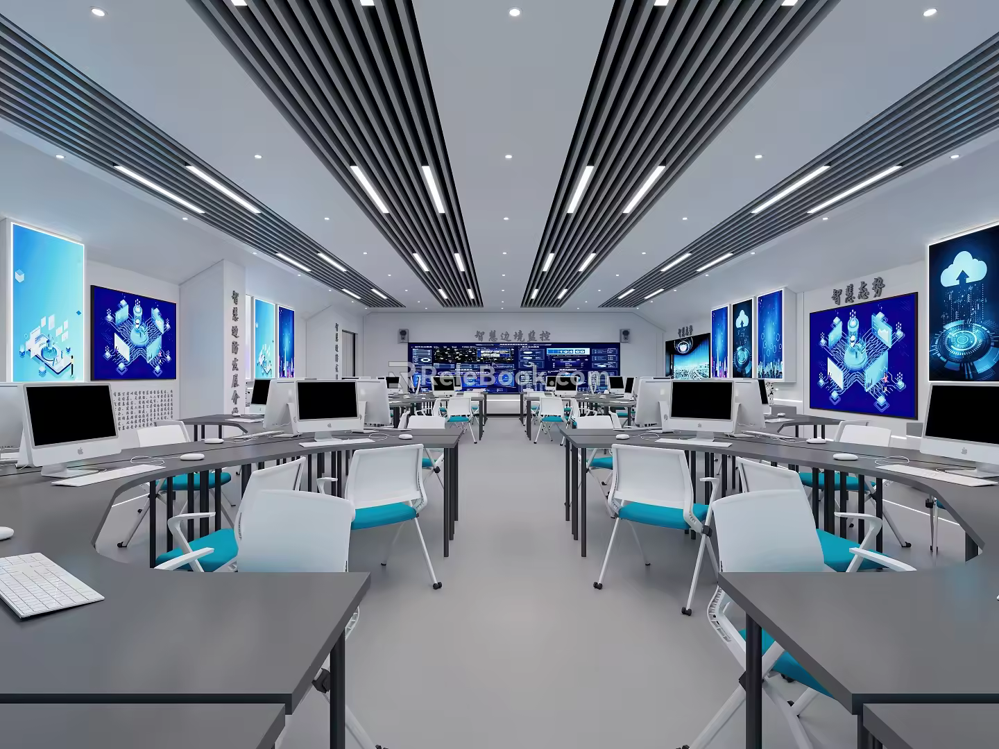 Modern classroom wisdom classroom computer room 3d model