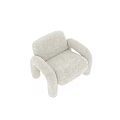 Plush Cream Colored Lounge Chair With Curved Armrests And Rounded Backrest
