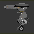 Mechanical Robot Character With Gray Yellow Rotors Mechanical Legs and Thruster Appendages Design