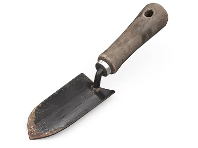 Durable Hardware Tool Trowel with Wooden Handle and Metal Blade for Construction Work 3d model