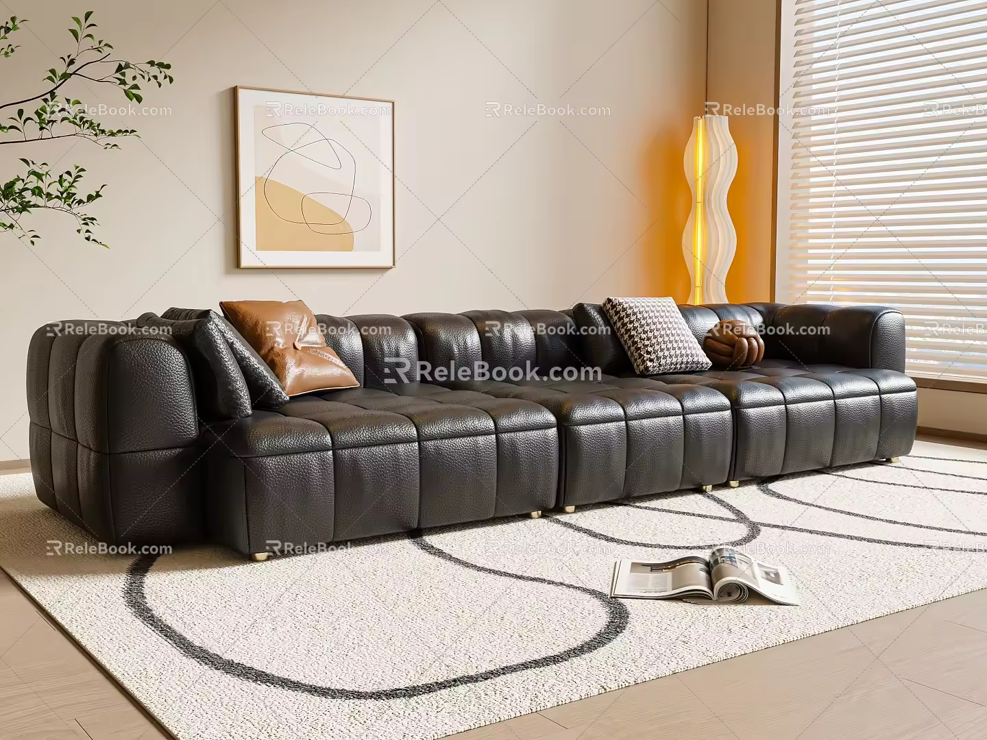 Modern multi-person sofa picture floor lamp 3d model
