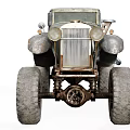 Vintage Rusty Functional Vehicle With Large Tires And Sturdy Modified Body 3d model