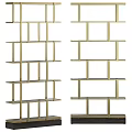 Stylish Golden Multi Tiered Shelving Unit With Modern Design And Open Structure