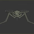 Artist Created Shiny Metallic Mechanical Mosquito 3D Model With Transparent Wings And Thin Legs