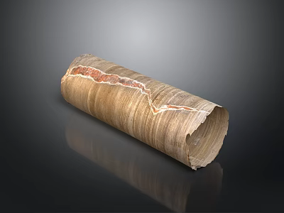 Weathered Wooden Log In Natural Scenery With Orange Crack And Textured Surface 3d model