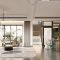 Modern Minimalist Bright Open Plan Living And Dining Room With Elegant Comfortable Home Furnishings