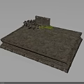 Modern Outdoor Stone Platform Design With Slab Paving Pile Of Stones And Green Grass