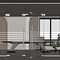 Modern Office Interior With Glass Partition Long Table Office Chairs And Large Windows